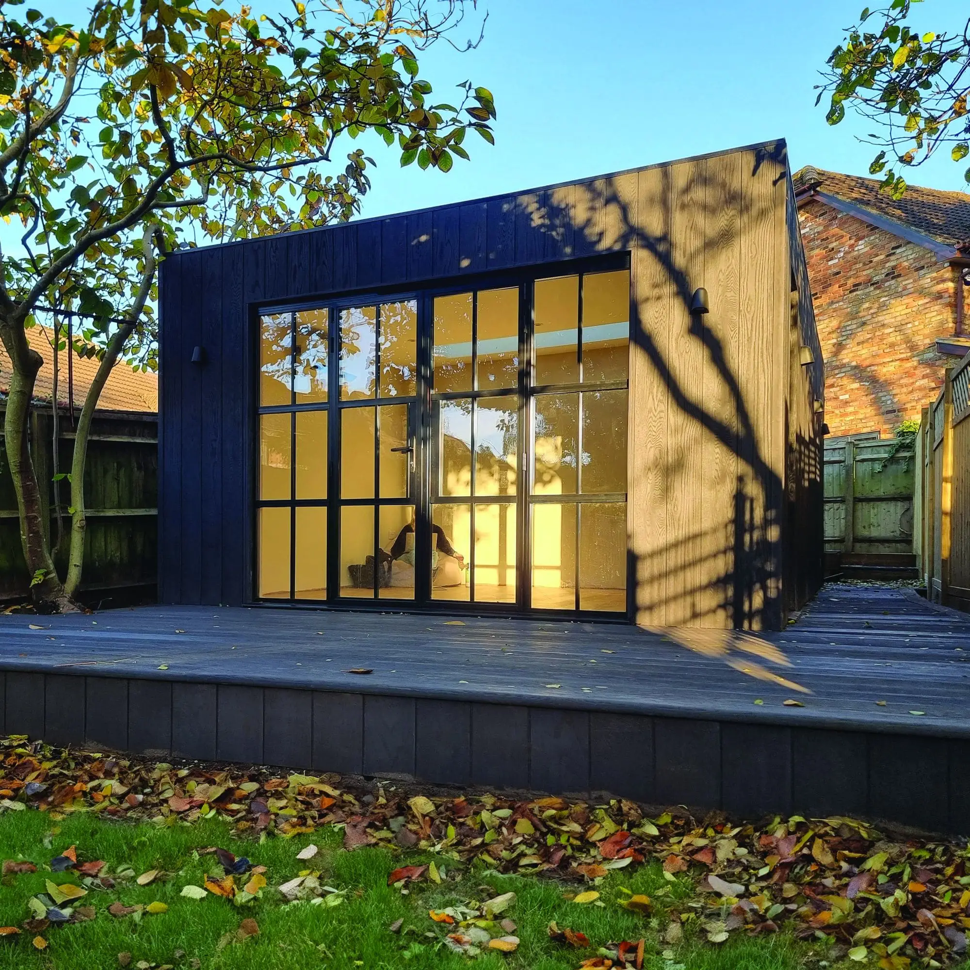 Garden pod with crittall doors and millboard cladding, Surrey