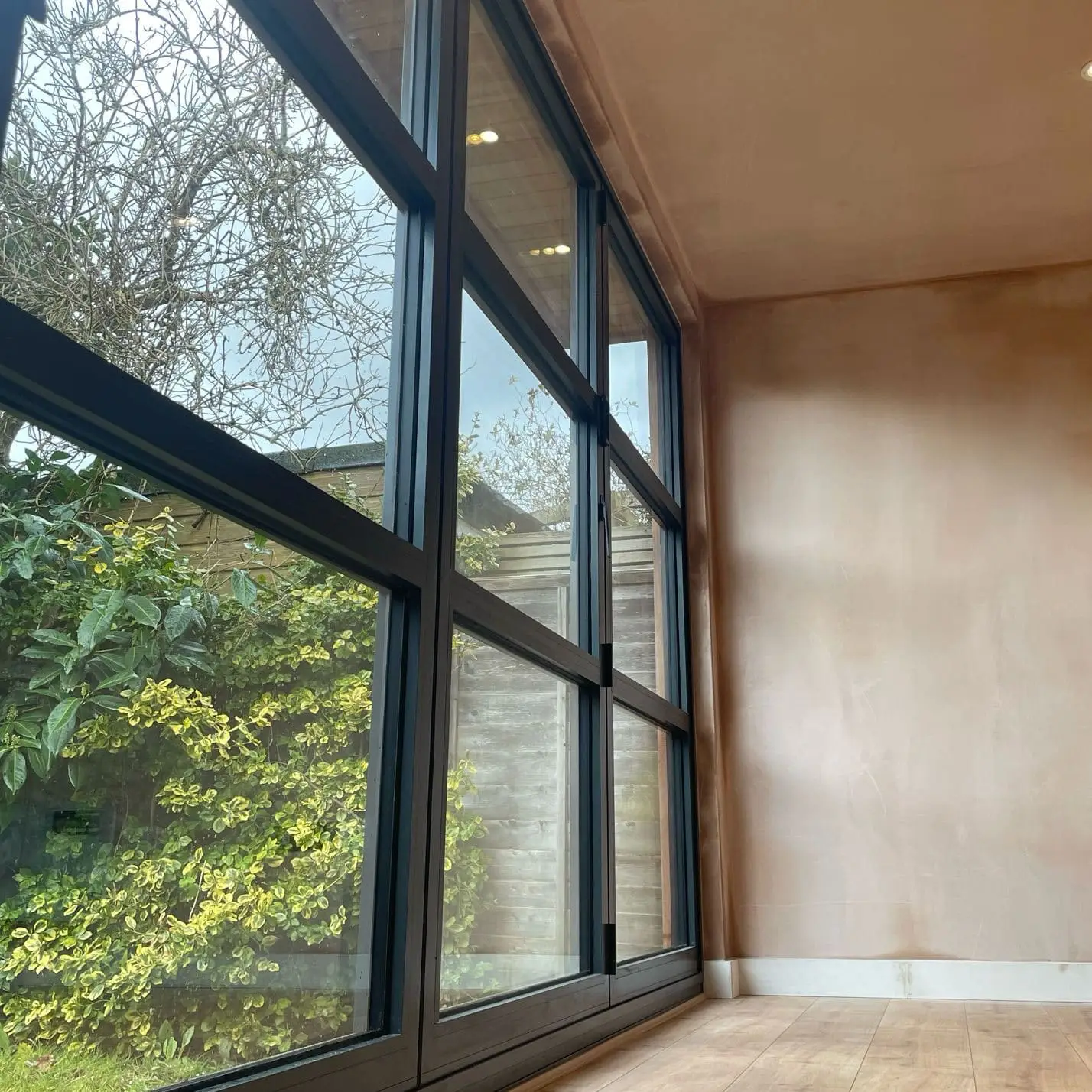 Crittall bifold doors viewed from inside