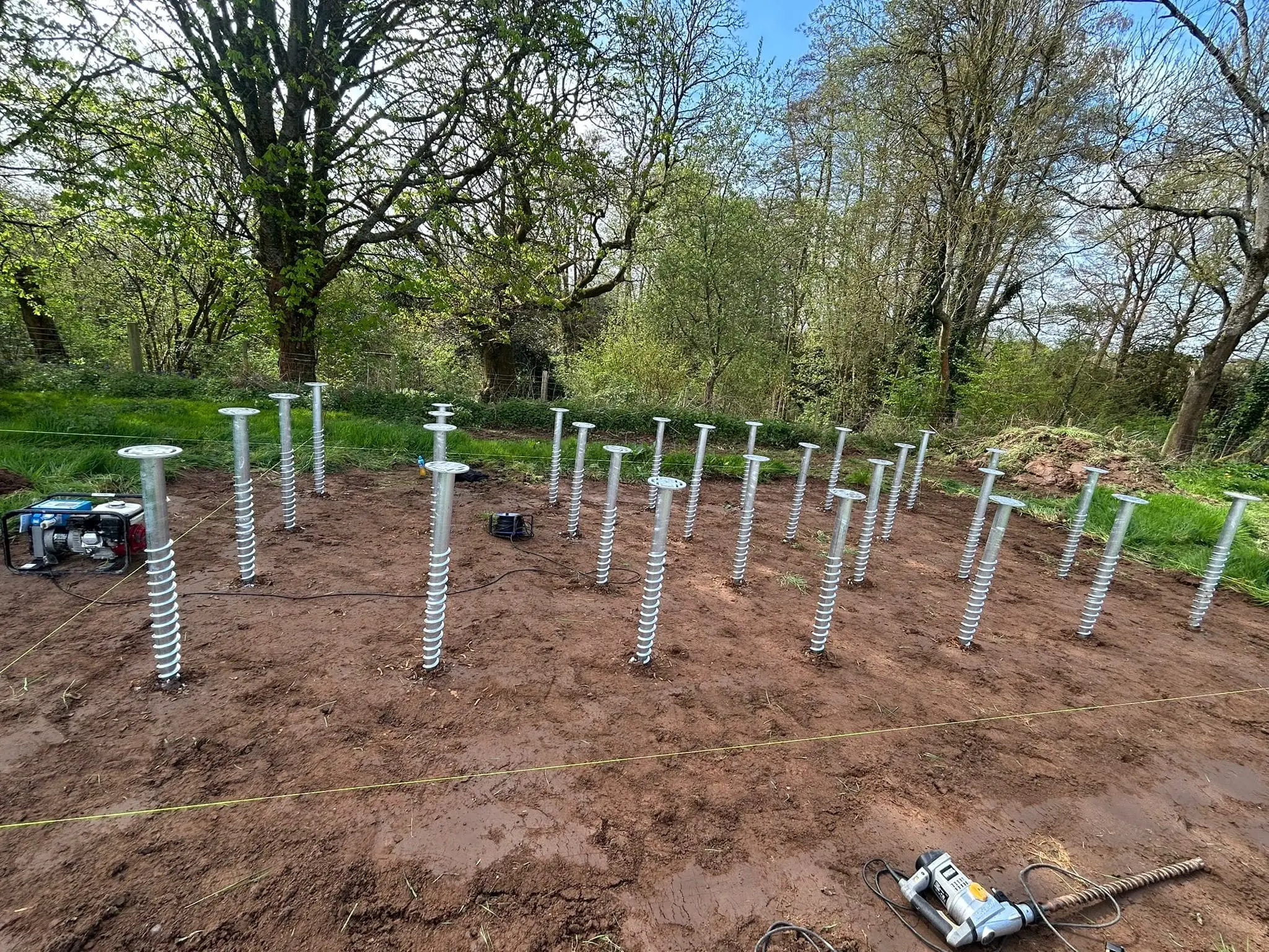 Start of ground screw installation