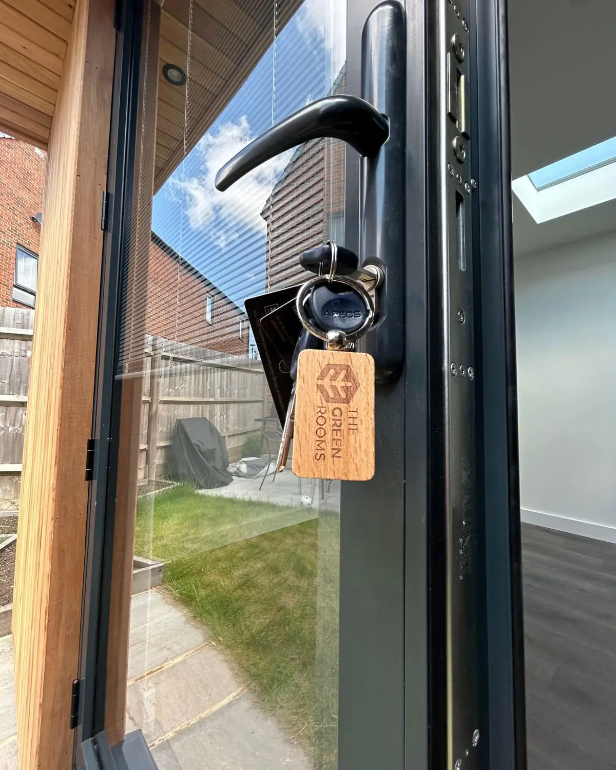 Garden room keys at handover