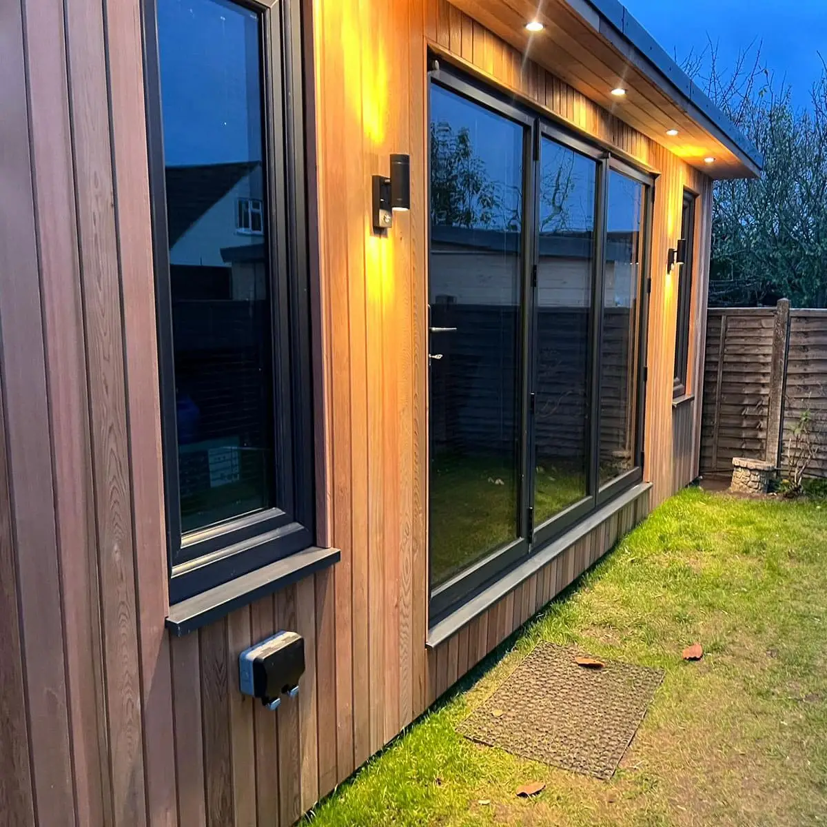 Man cave exterior at night